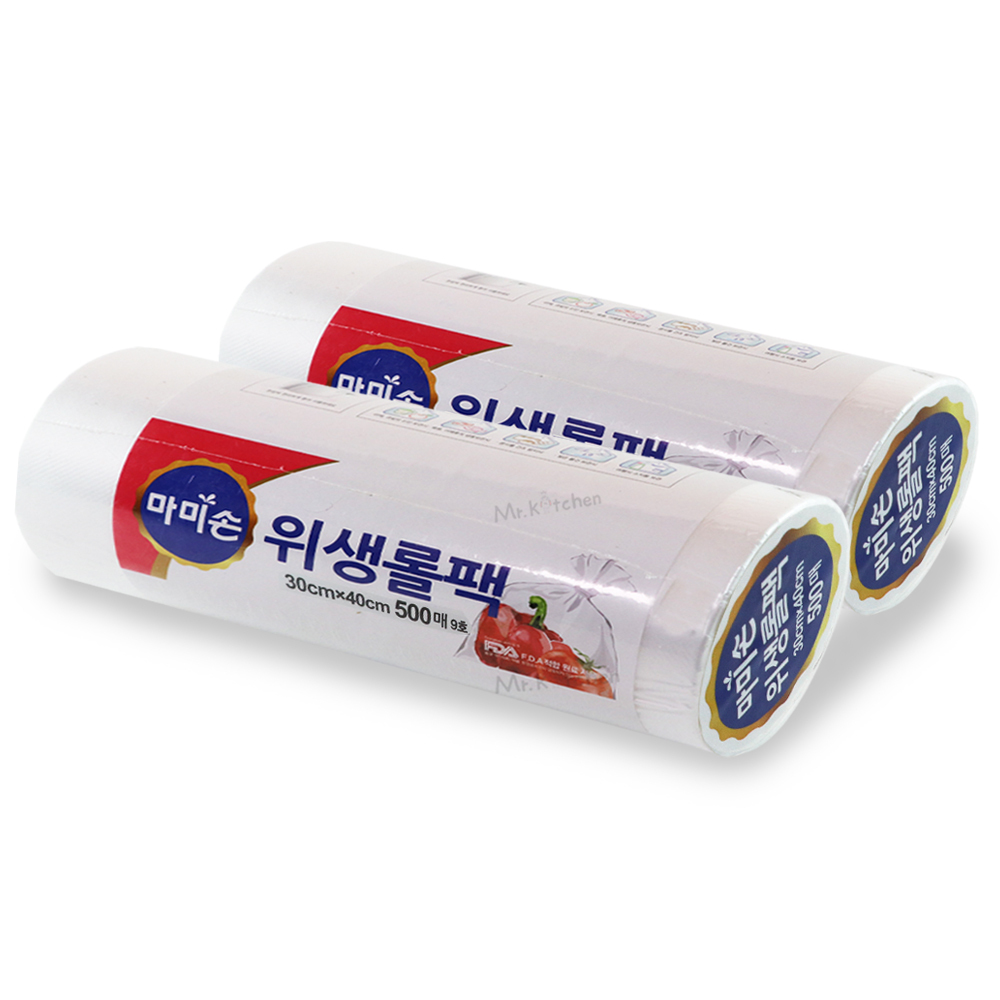 마미손 롤백 일회용비닐 크린롤백 위생팩 30x40 500매 2개 - 상품 이미지