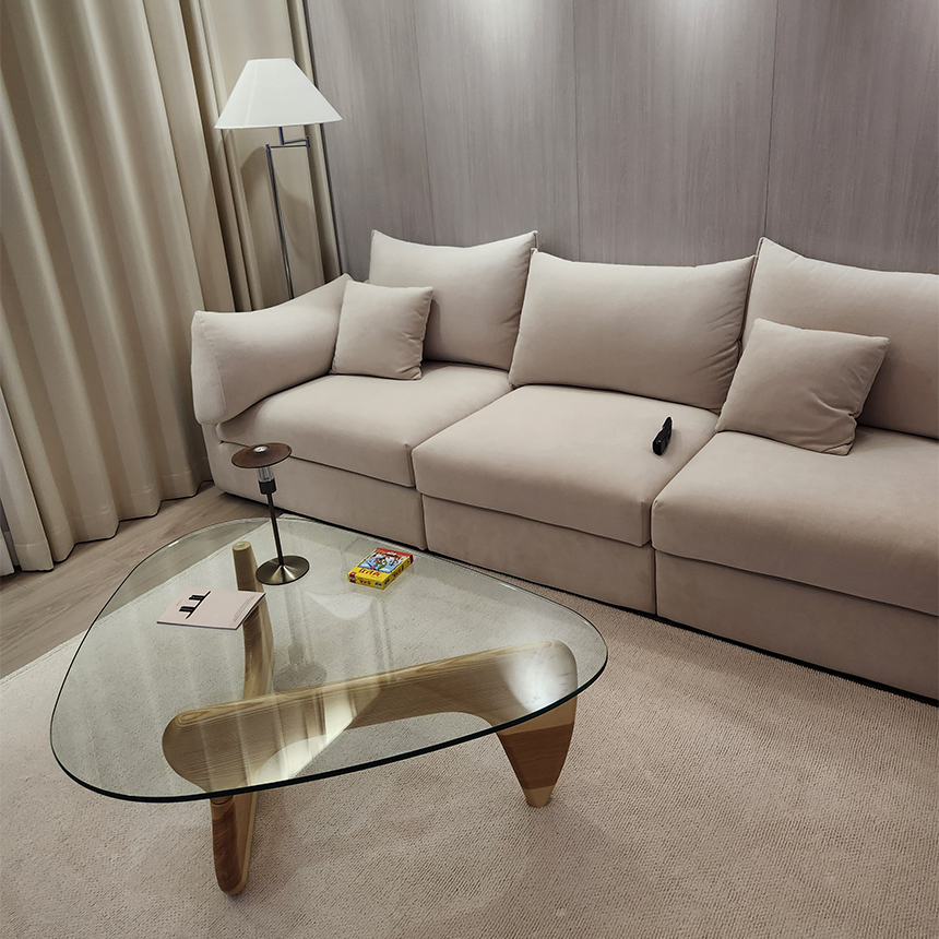 이사무노구치 테이블 원목 우드 강화유리 테이블 XS 12mm