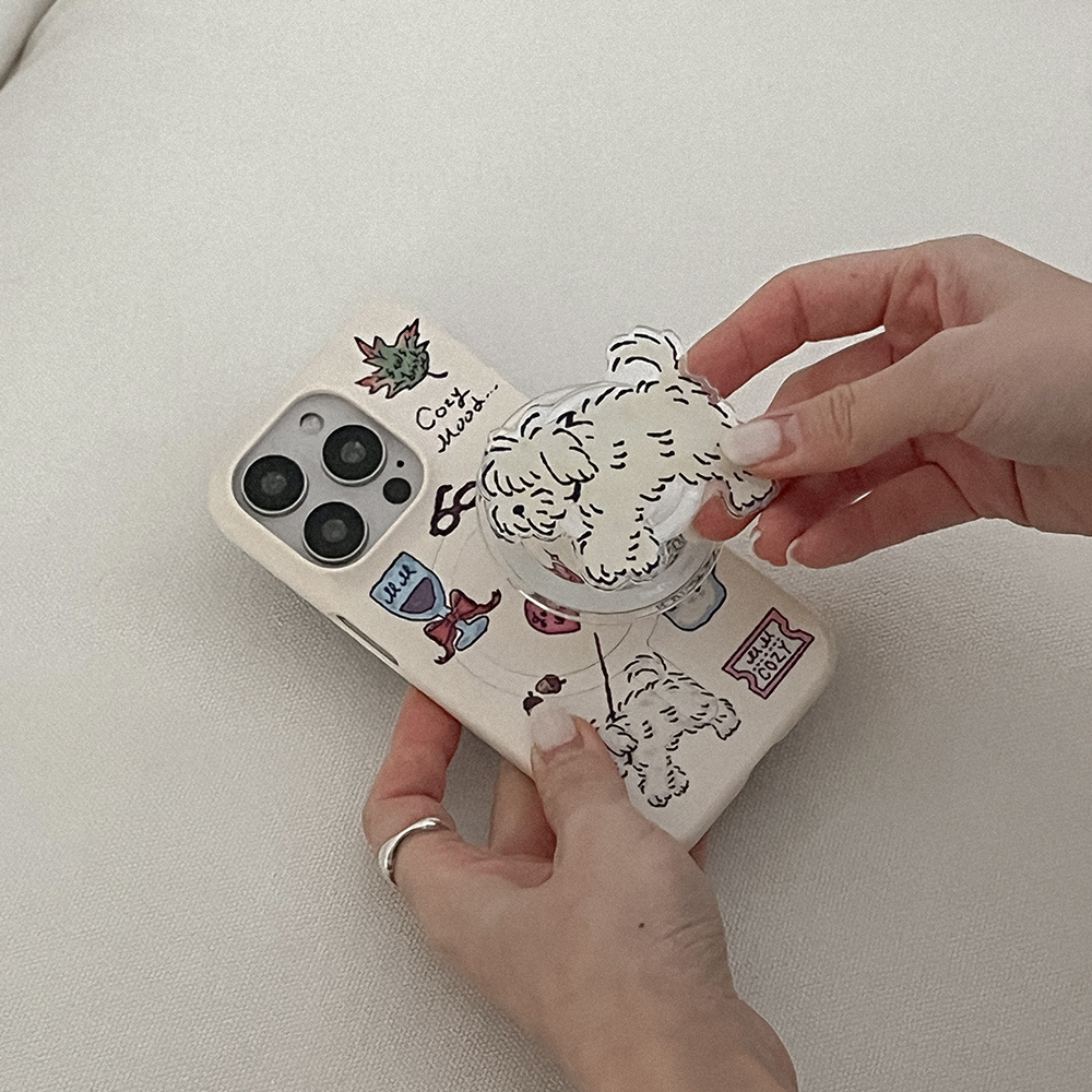 cozy drawing pattern 맥세이프 하드 폰케이스 아이폰 16 프로 - 상세 이미지 3