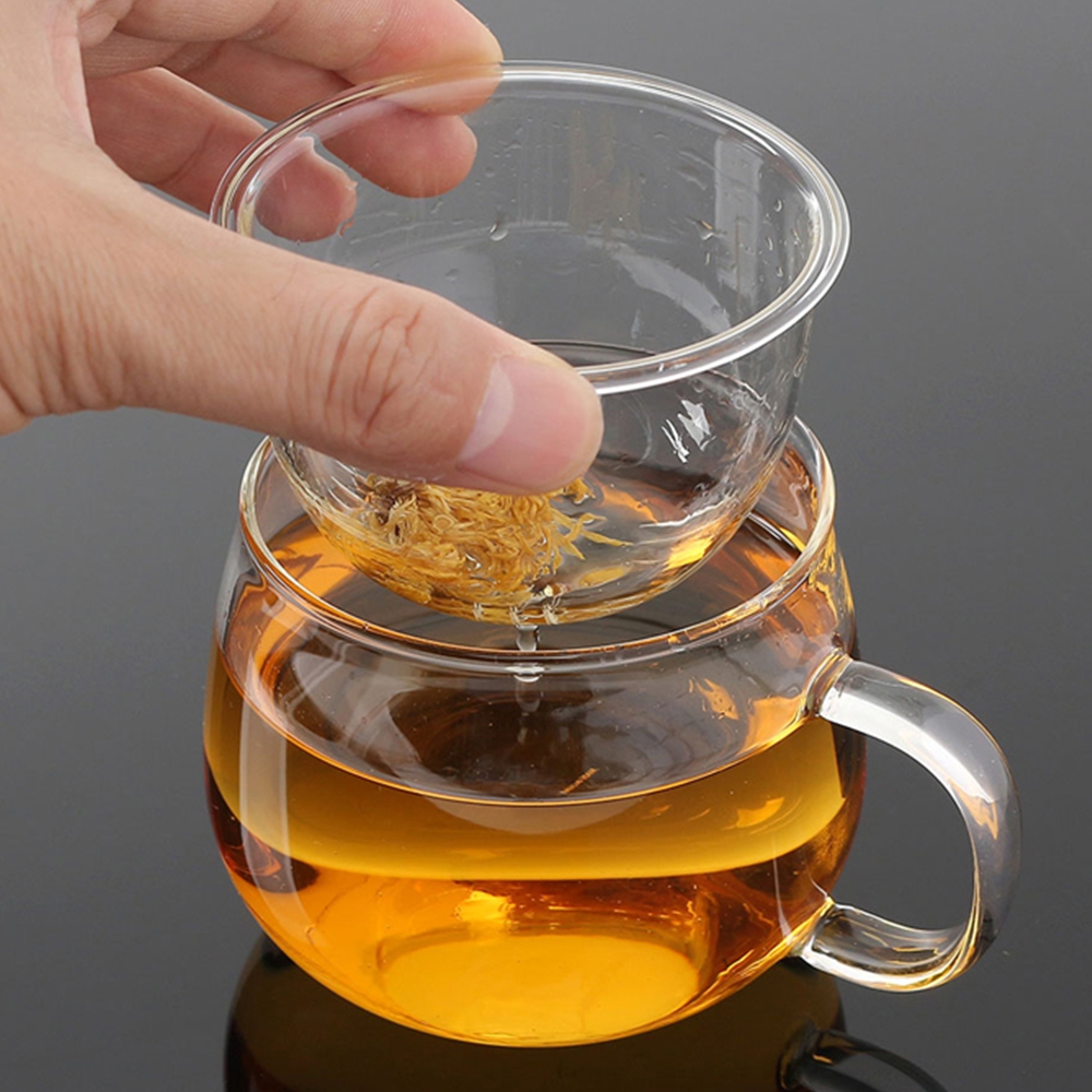 투명유리 티머그 차우리는 내열유리 거름망 찻잔 300ml - 메인 이미지