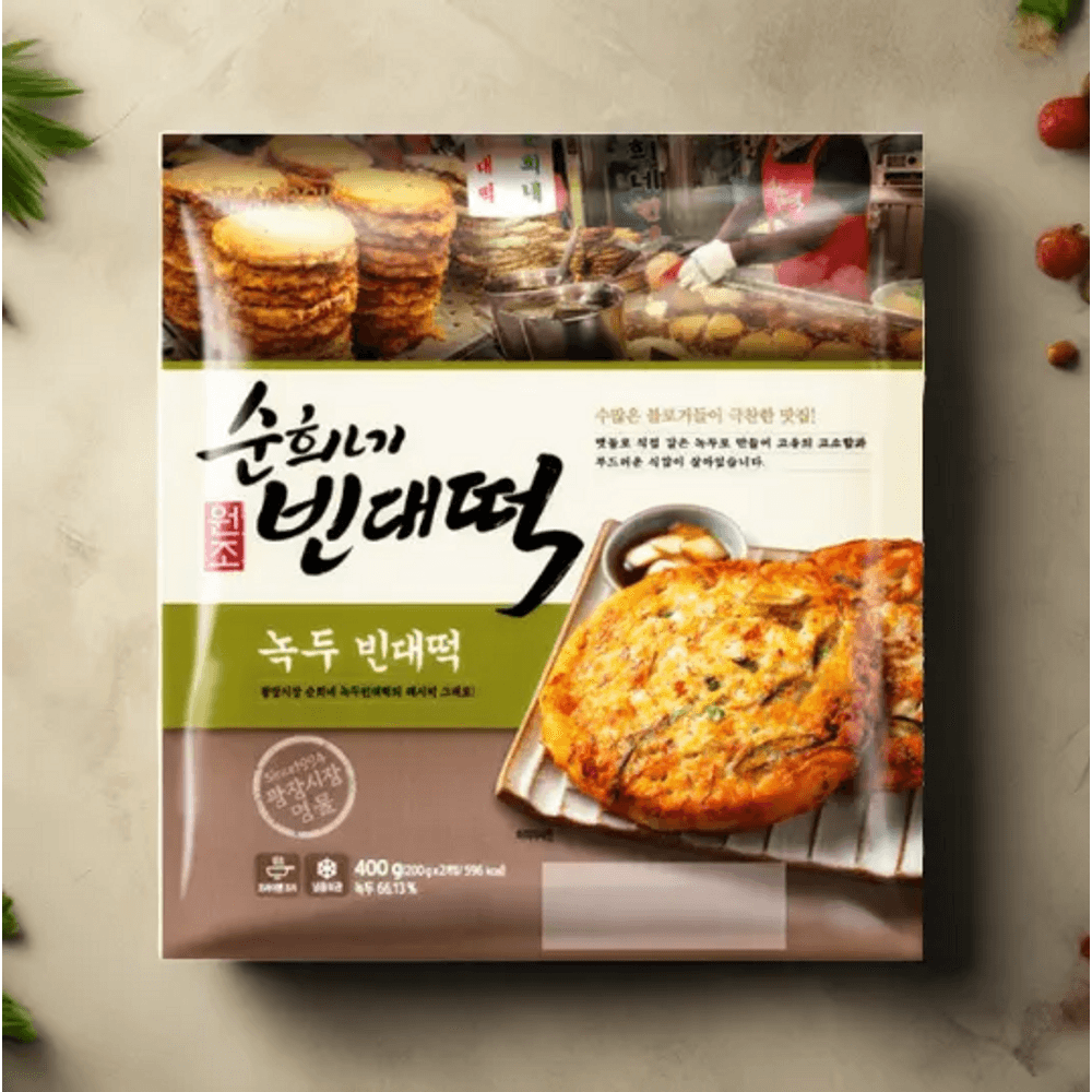 피코크 순희네 빈대떡 녹두 400g 3팩 녹두전 냉동 전 부침개 간편식 간단 안주 : e-fun한세상