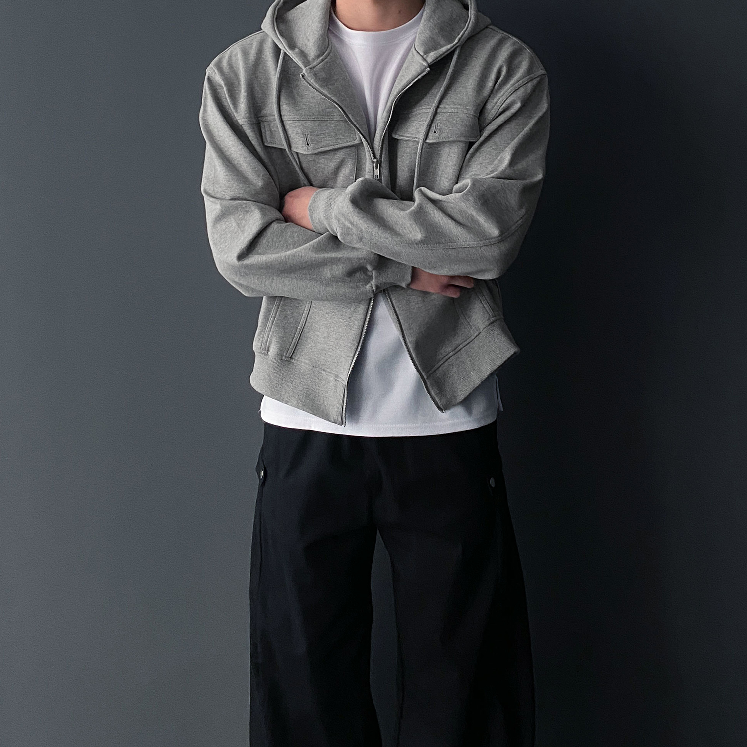 투웨이후드집업 오버핏후드집업 합포 이중지 - 상세 이미지 3