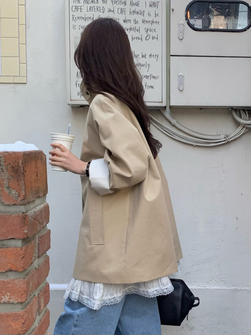 [🤍봄아우터] 베르가못 25 하프 트렌치 카라 래글런 싱글 코트 3color 상세 이미지 3