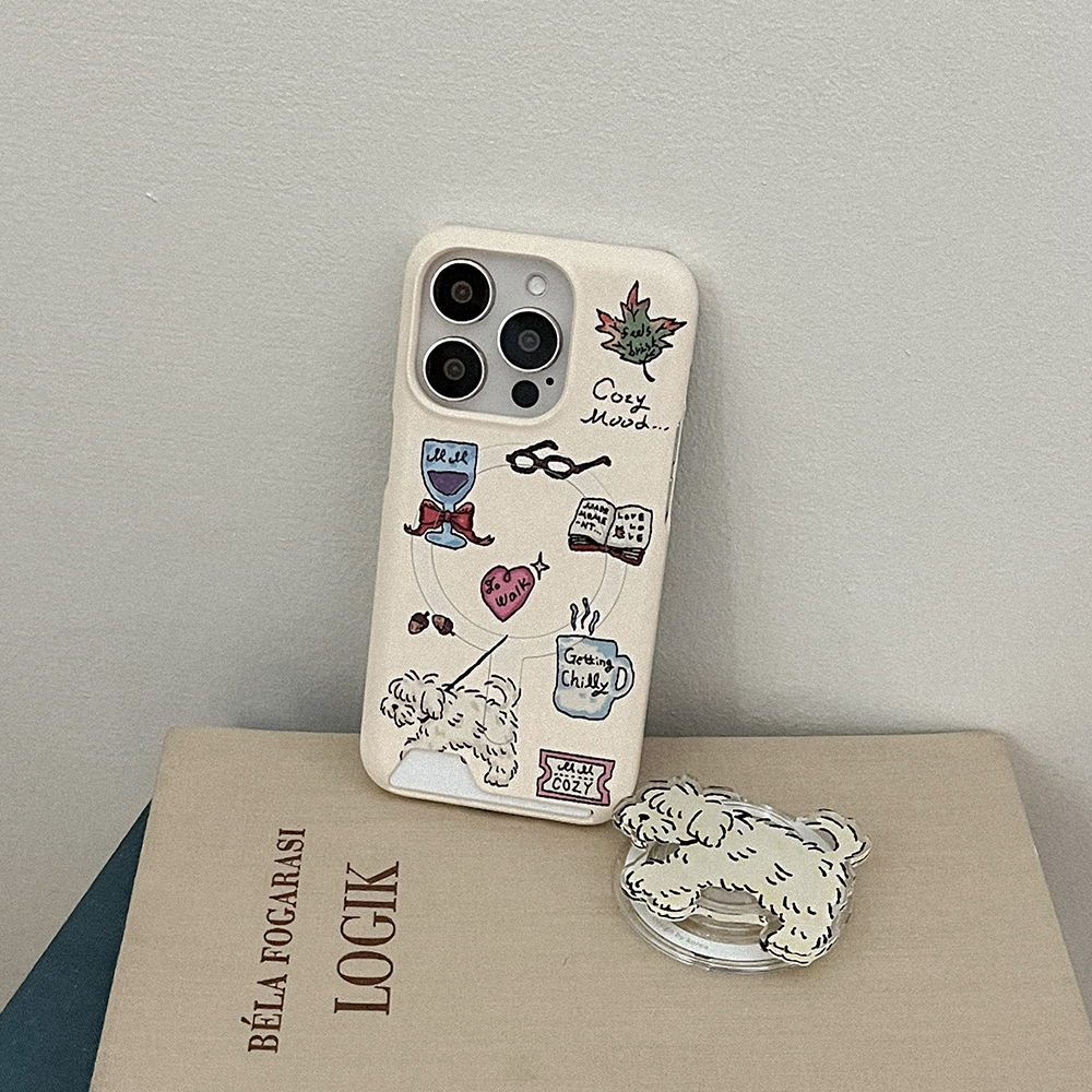 cozy drawing pattern 맥세이프 카드 폰케이스 아이폰 16 프로 하드 - 상세 이미지 2