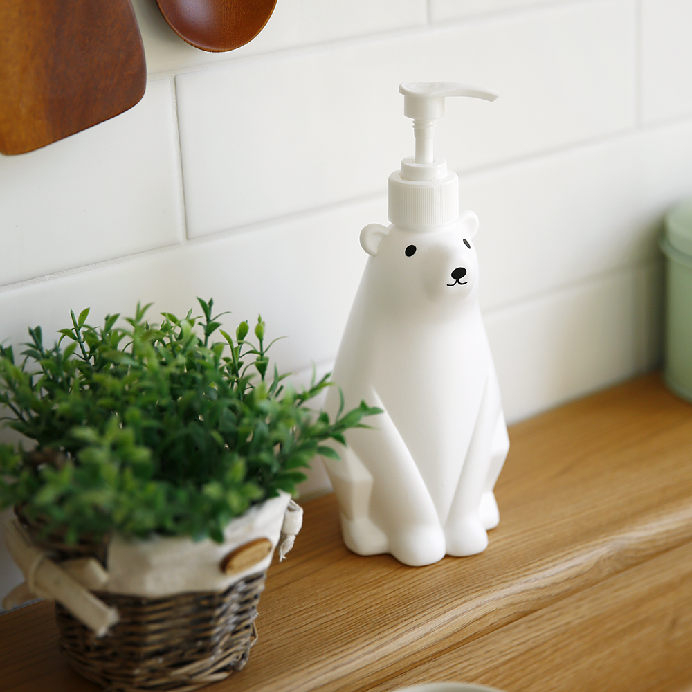 북극곰 디스펜서 주방 욕실 싱크대 세제 통 리필 용기 손세정제 엄마곰 450ml - 상품 이미지
