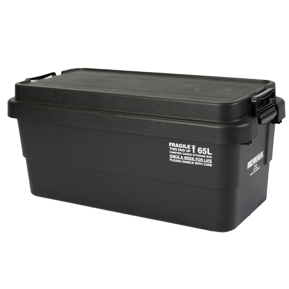 원스위크라이프 캠핑 카고 수납 스태킹 트렁크 박스 플랫형 65L, 블랙