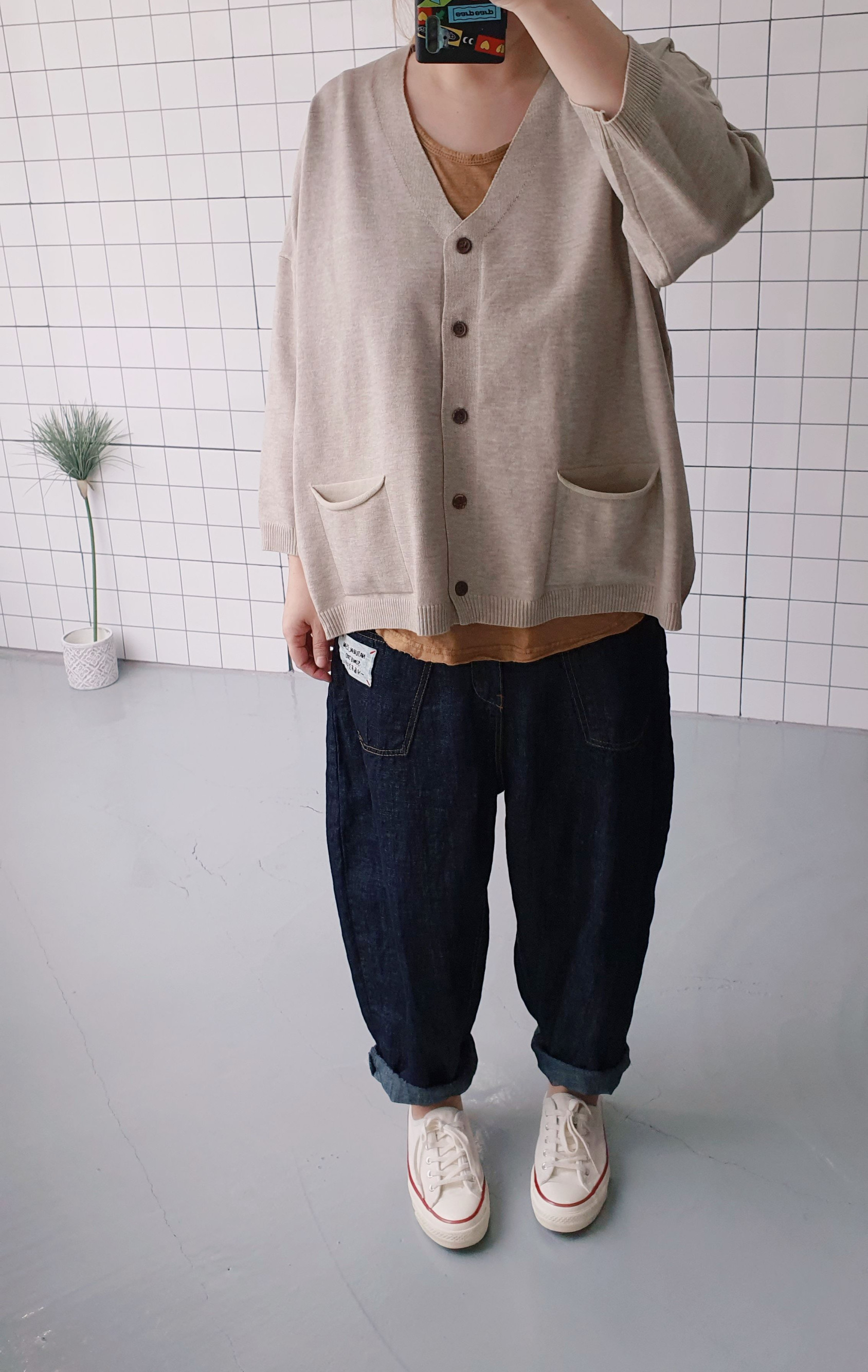 (무배) 베이직한 오버핏 무지 가디건 이미지 7