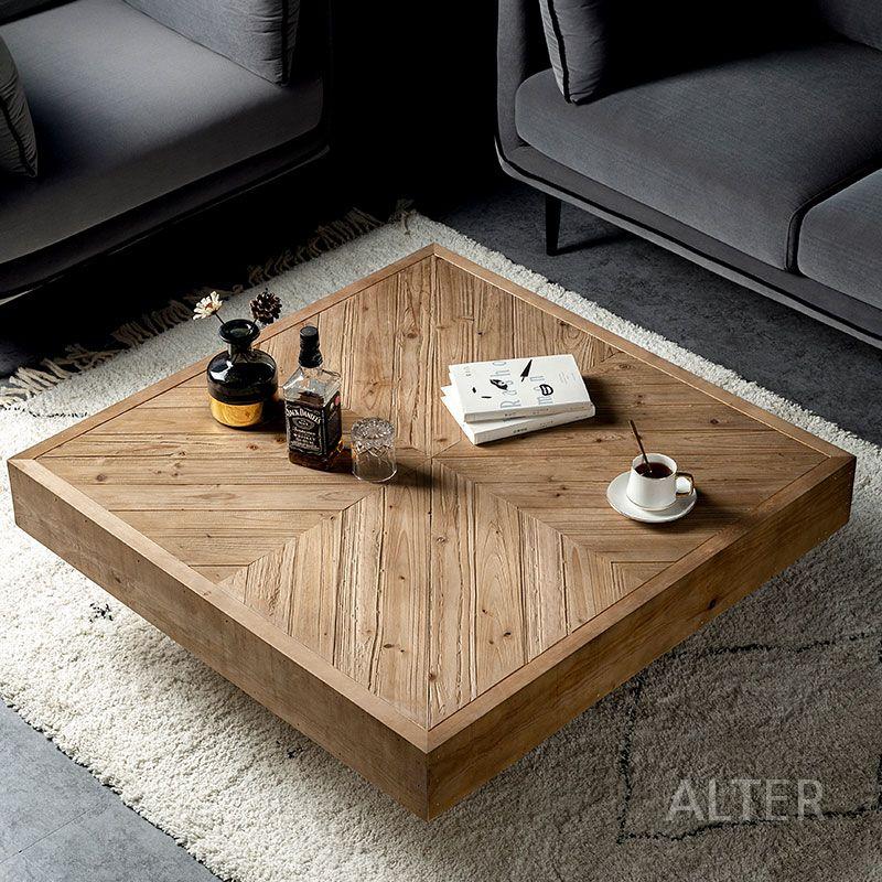 원목테이블 모던 거실 디자인탁자 클래식 원목 빈티지 직사각형 100x60x35cm - 상세 이미지 2
