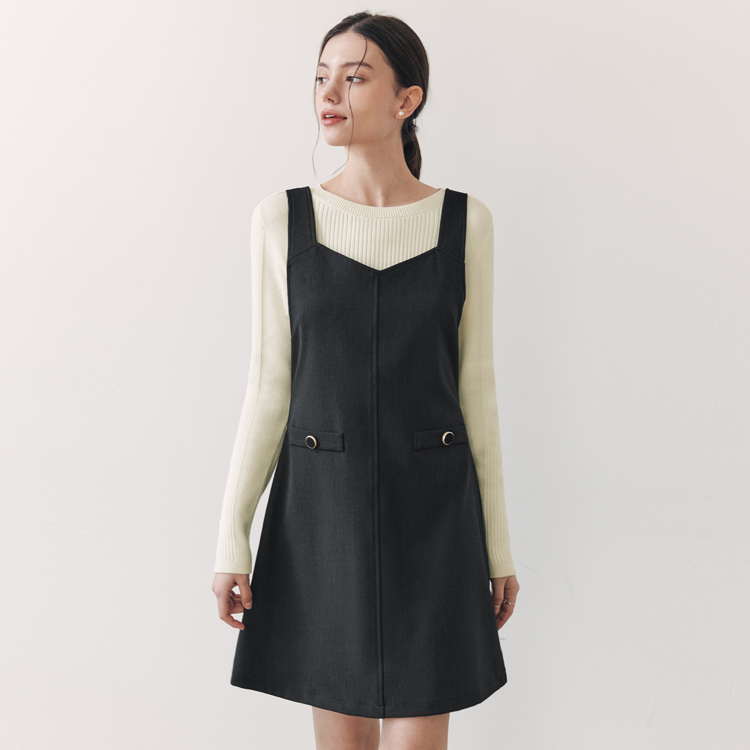 [제로스트릿]하트넥 미니 원피스 HEART NECK MINI ONEPIECE / DARK NAVY - 상세 이미지 2