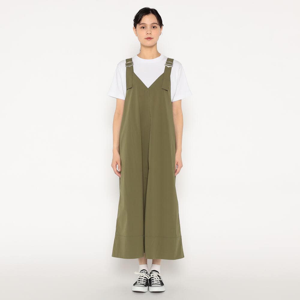 단톤 원피스 C/N TYPEWRITER V-NECK OVERALLS 25SS DNB251L202-0004 여성 캐쥬얼 레이어드 원피스 - 상세 이미지 5