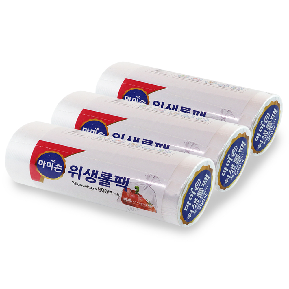 마미손 롤백 일회용비닐 크린롤백 위생팩 35x45 500매 3개 - 상품 이미지