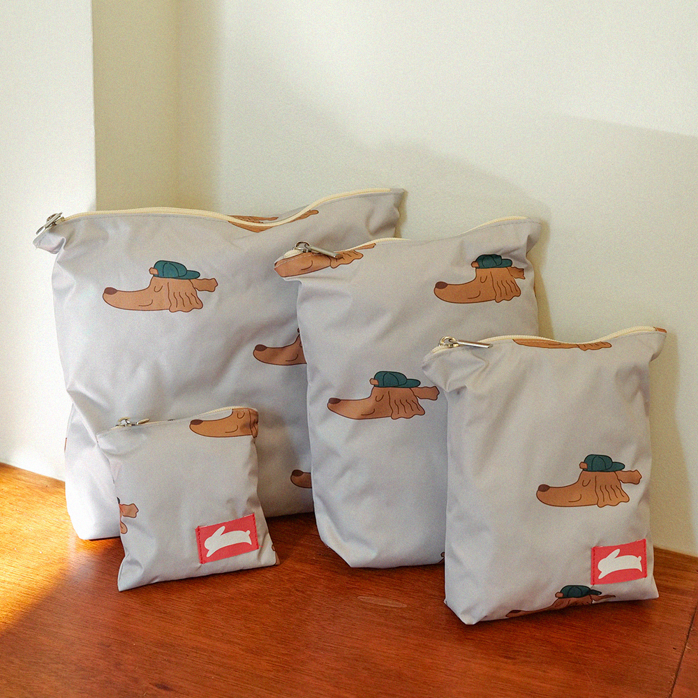 오우아스튜디오 어린이집 방수 파우치 준비물 가방 럭키그레이 4종 세트