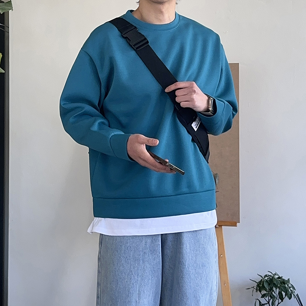커플 맨투맨 빅사이즈 오버핏 네오프렌 남자 맨투맨 남성긴팔티 - 상세 이미지 4