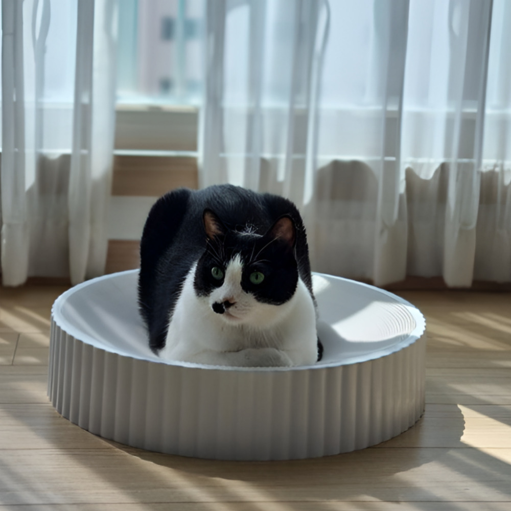 루시몰 고양이 원형 스크래쳐 화이트 52cm