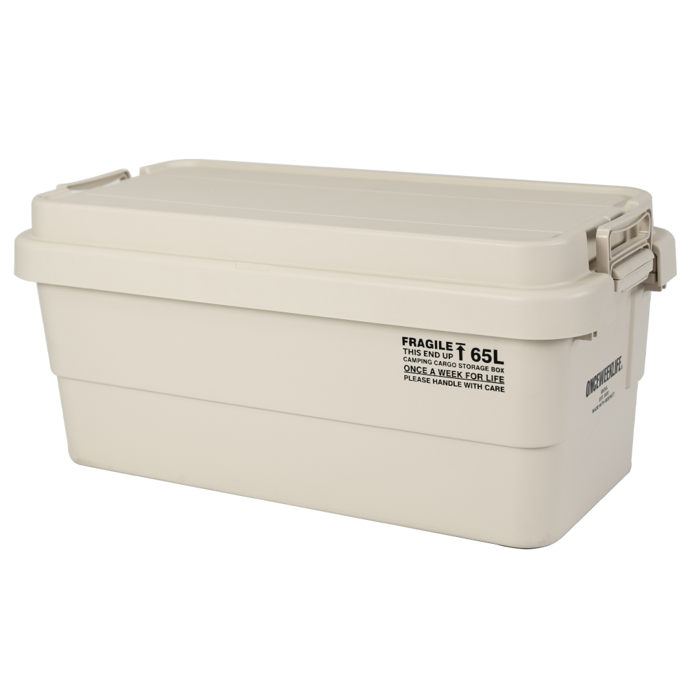 원스위크라이프 캠핑 카고 수납 스태킹 트렁크 박스 플랫형 65L, 아이보리