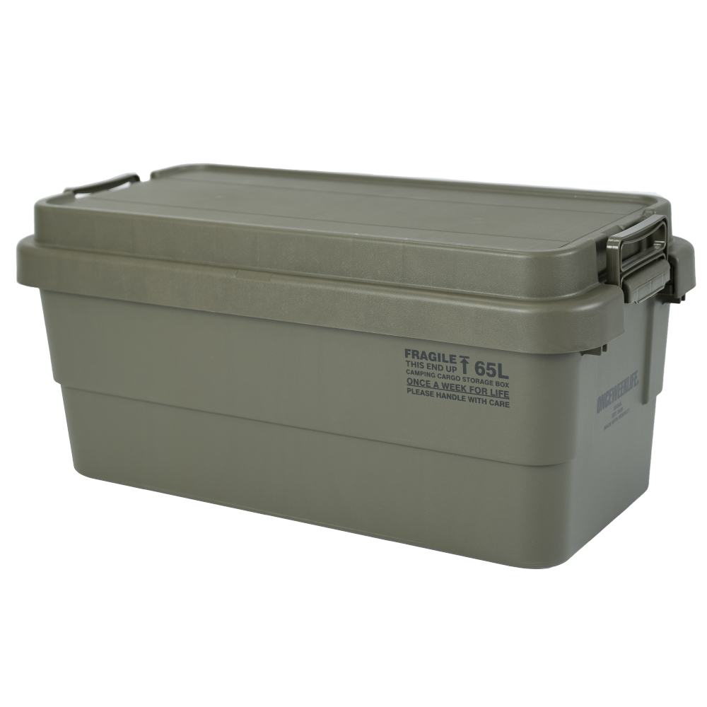 원스위크라이프 캠핑 카고 수납 스태킹 트렁크 박스 플랫형 65L, 카키