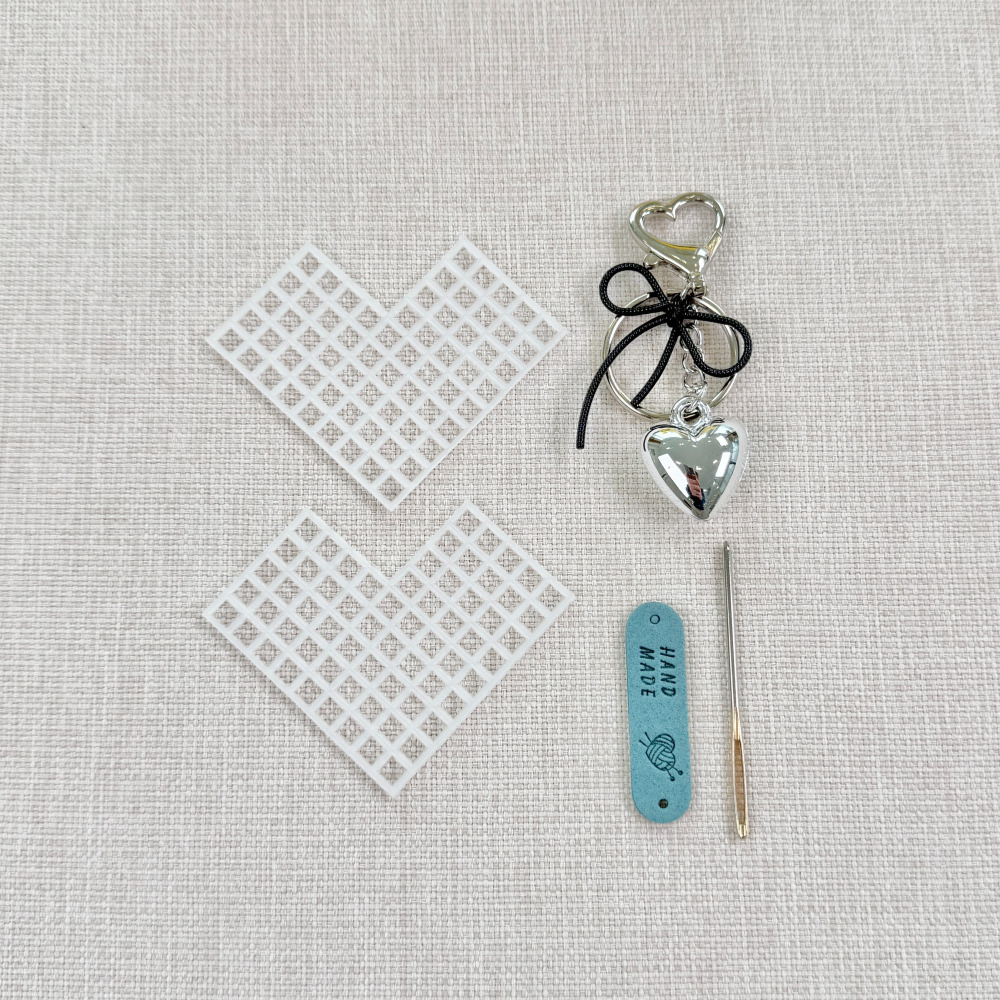 도두리 DIY 망스티치 네트공예 키링 만들기 뜨개질 카드지갑 키트 패키지 - 하트키링 2종 - 상세 이미지 4