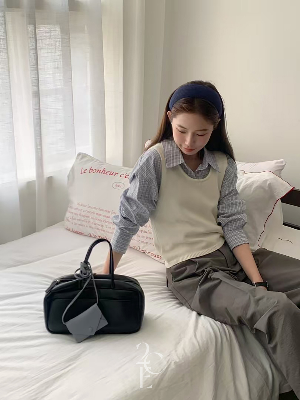 에이트 라운드 크롭 니트 베스트 (3color) 레이어드 봄 U넥 린넨 조끼 이미지 7