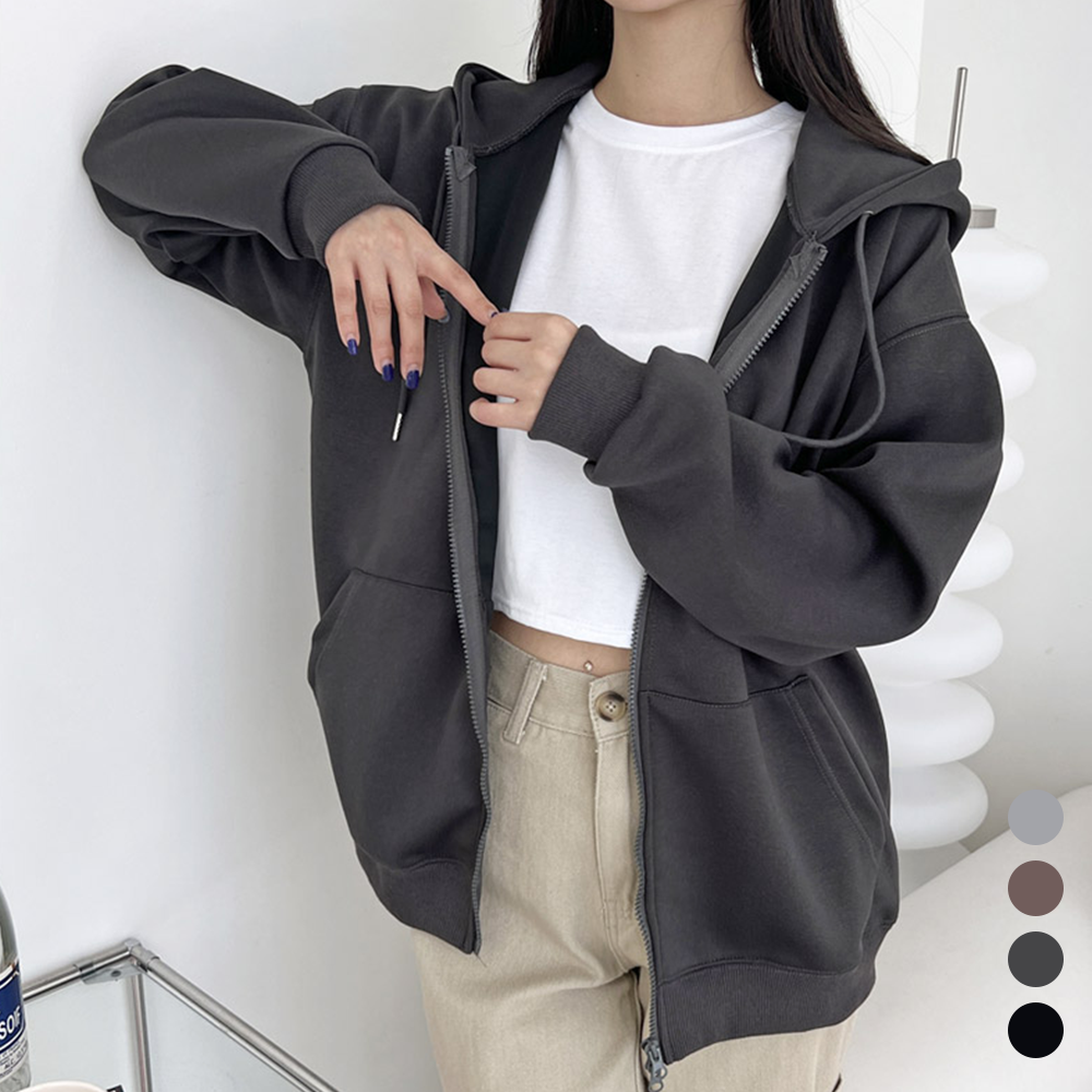 모자큰후드티 투웨이 2way 루즈핏 커플 여성 후드 집업 - 상품 이미지