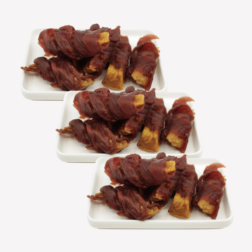 국내산 고덕말이 강아지 수제 간식 보양식 건강식으로 좋은 애견 펫푸드 오리+고구마, 80g, 3개 제품 이미지