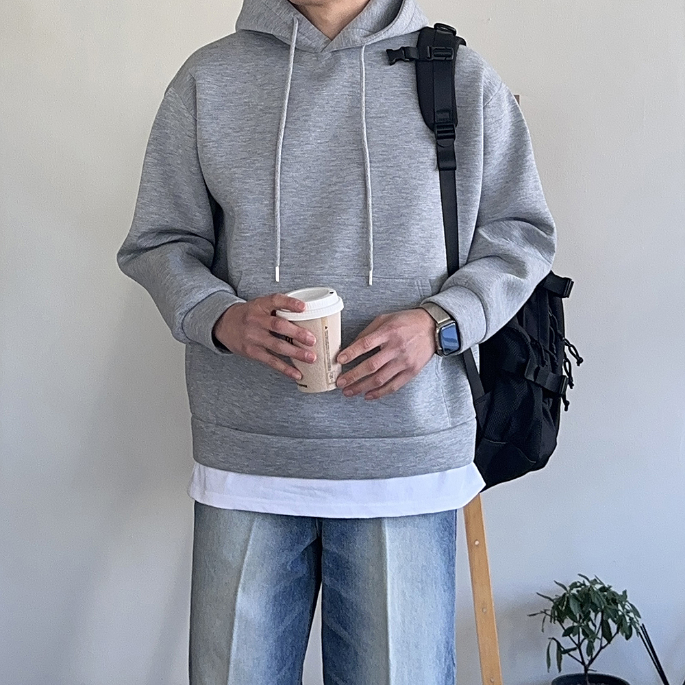 남자 후드티 오버핏 네오프렌 모자큰 커플 후드티