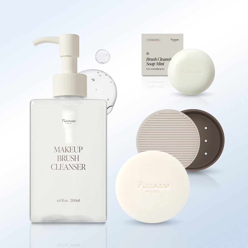 [라운지단독][피카소] 메이크업 브러쉬 클렌저 200ml+브러쉬 클렌징솝 세트(클렌징매트포함)(+클렌징 솝 미니 증정)