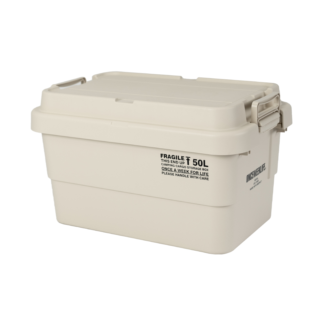 원스위크라이프 캠핑 카고 수납 스태킹 트렁크 박스 플랫형 50L, 아이보리