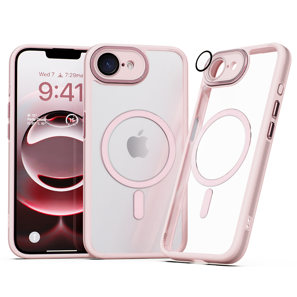미아크 렌즈보호 풀커버 맥세이프 케이스 핑크, 아이폰16e