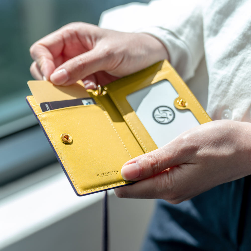 수제 미니 슬림 목걸이 카드지갑 사원증 명품가죽 이니셜각인 교통카드홀더