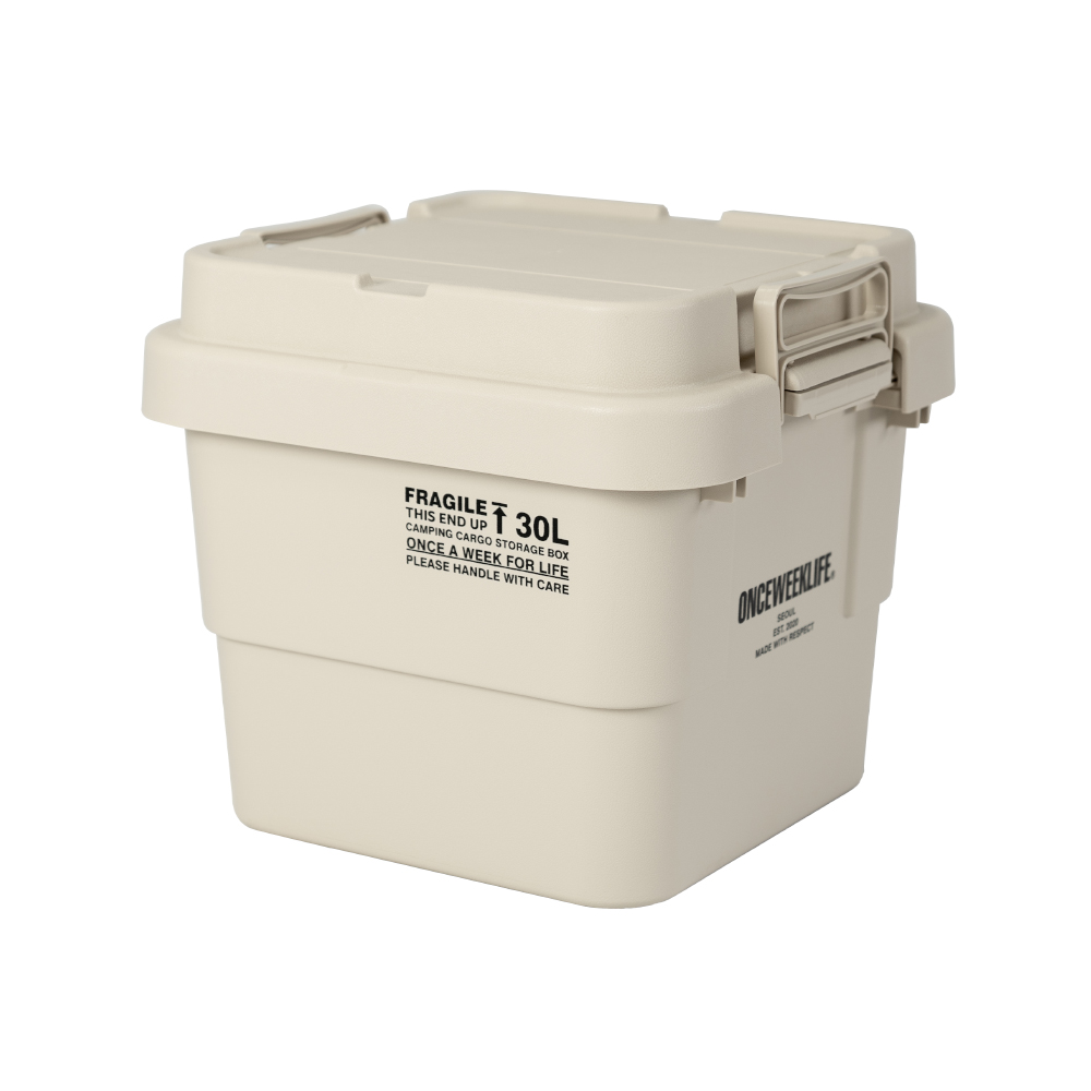 원스위크라이프 캠핑 카고 수납 스태킹 트렁크 박스 플랫형 30L, 아이보리