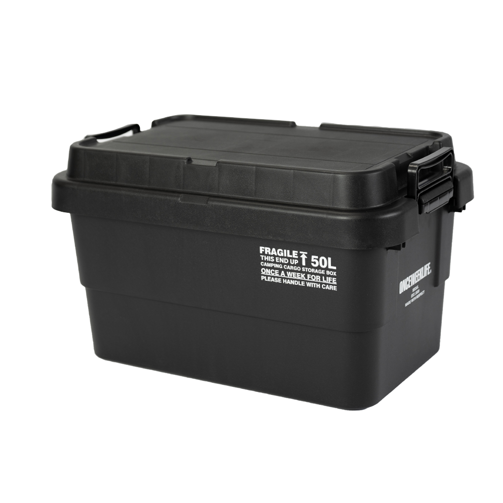 원스위크라이프 캠핑 카고 수납 스태킹 트렁크 박스 플랫형 50L, 블랙