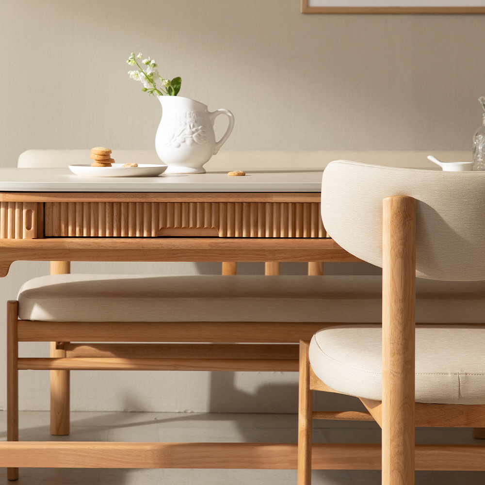 [4인 사각 식탁세트] 미코하임 비너스 18T 포세린 양면 세라믹 서랍형 수납형 원목 식탁세트 식탁+의자4, 1600mm, 사각(내추럴)