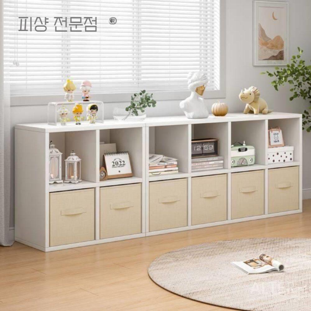 낮은 교구장 2단 수납 장난감 책장 어린이집 교구함 전면 수납장 실버오크120x24cm - 상세 이미지 2