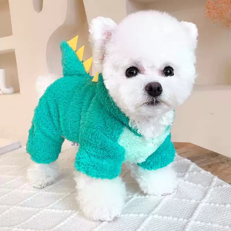 강아지 공룡옷 의상 후리스 애완동물 반려동물 겨울옷 고양이 코스튬 귀여운 그린 - 상품 이미지