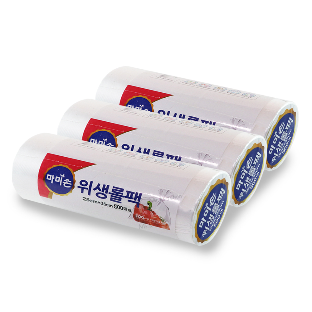 마미손 롤백 일회용비닐 크린롤백 위생팩 25x35 500매 3개 - 상품 이미지