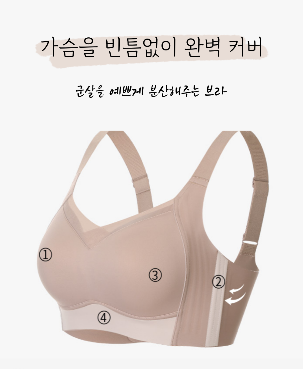 노와이어 처진가슴 등살커버 가슴모아주는 빅사이즈 미니마이저브라 상세 이미지 17
