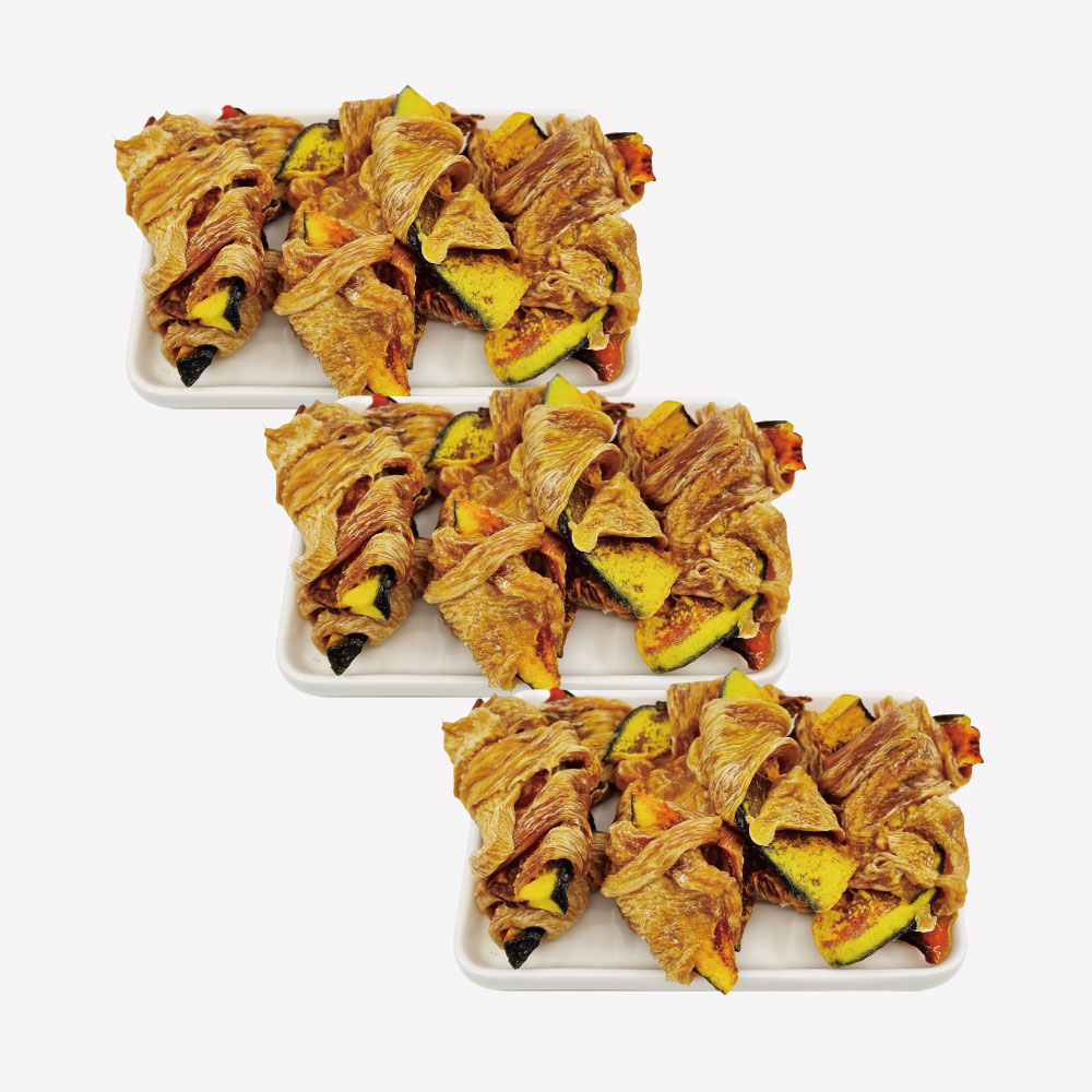 국내제작 치단말이 강아지 보양식 수제간식 다이어트 건강에 좋은 펫푸드 치킨+단호박, 70g, 3개 - 상품 이미지