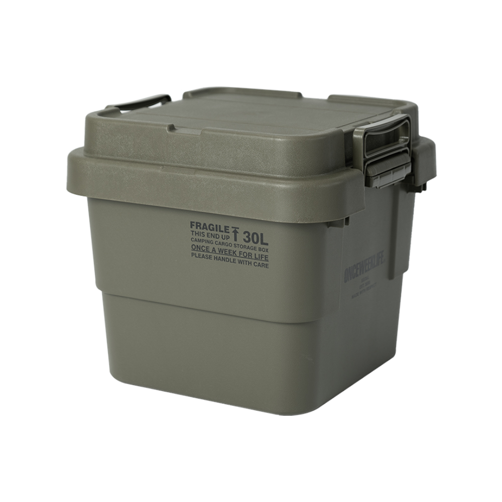 원스위크라이프 캠핑 카고 수납 스태킹 트렁크 박스 플랫형 30L, 카키