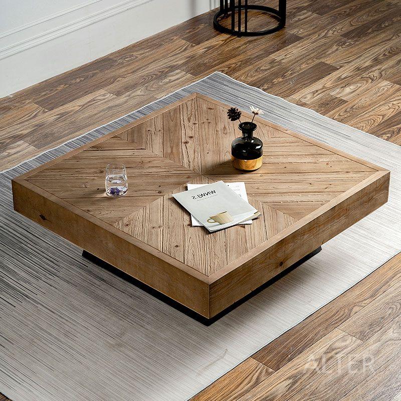 원목테이블 모던 거실 디자인탁자 클래식 원목 빈티지 직사각형 100x60x35cm - 상세 이미지 4