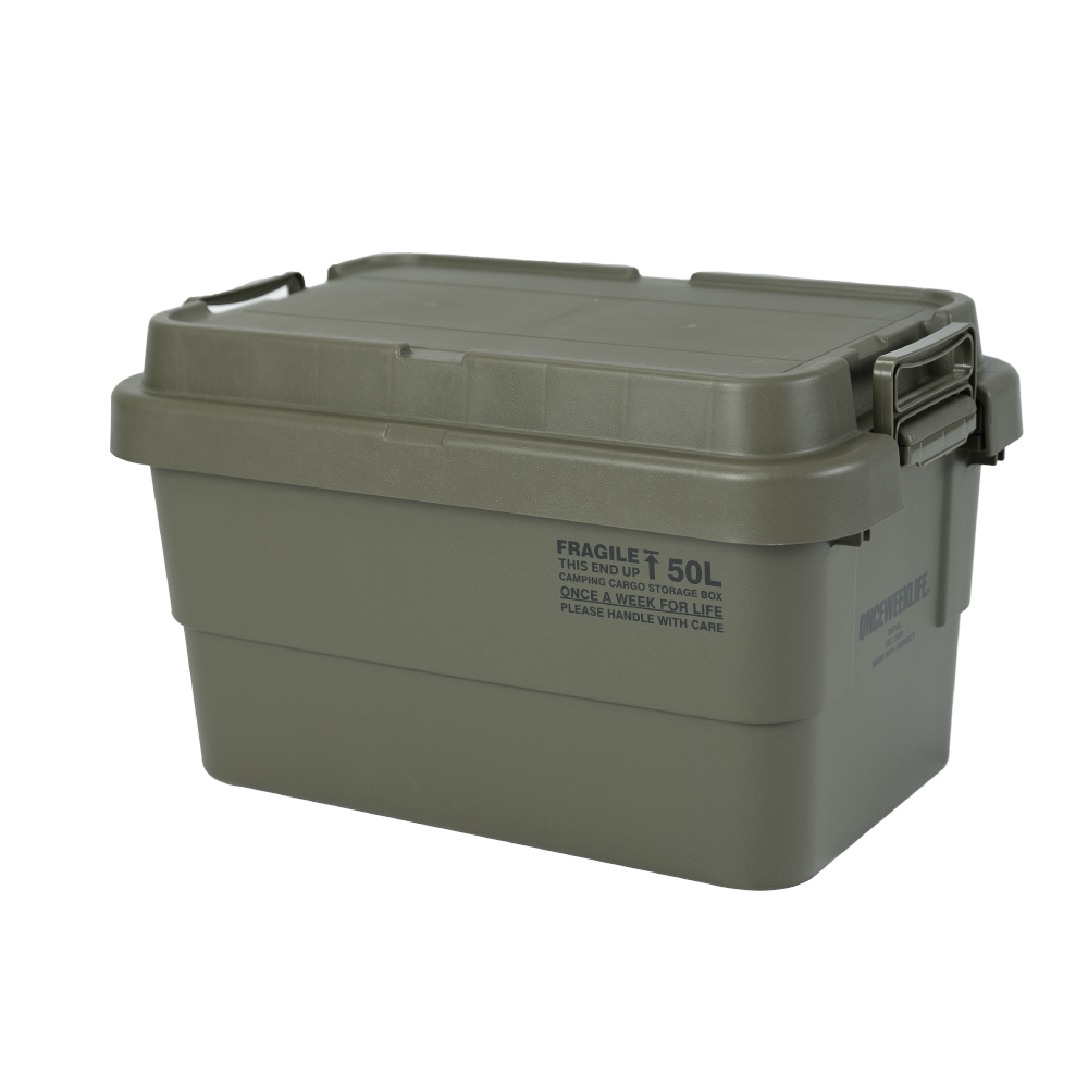 원스위크라이프 캠핑 카고 수납 스태킹 트렁크 박스 플랫형 50L, 카키