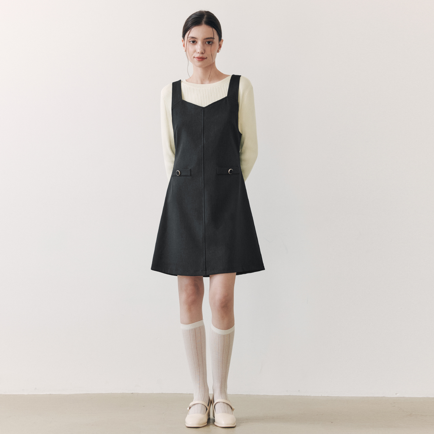 [제로스트릿]하트넥 미니 원피스 HEART NECK MINI ONEPIECE / DARK NAVY - 상세 이미지 3