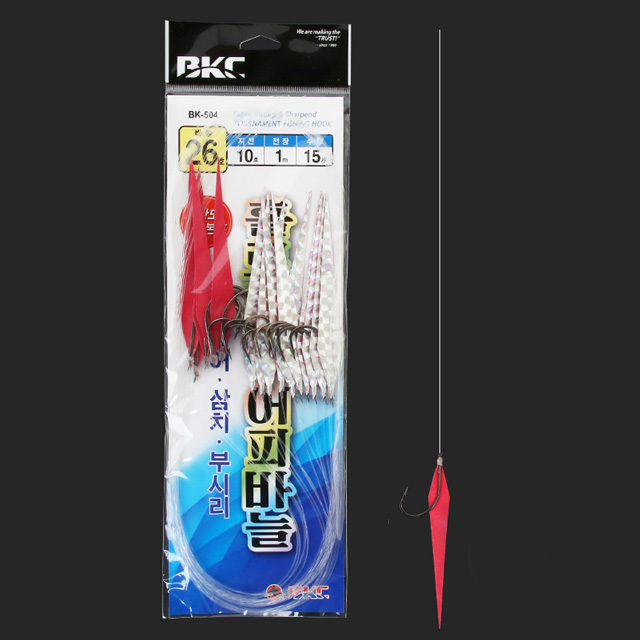 백경 홀로그램 어피 묶음 바늘 BK-504 우럭 농어 광어 민어 채비 - 상품 이미지