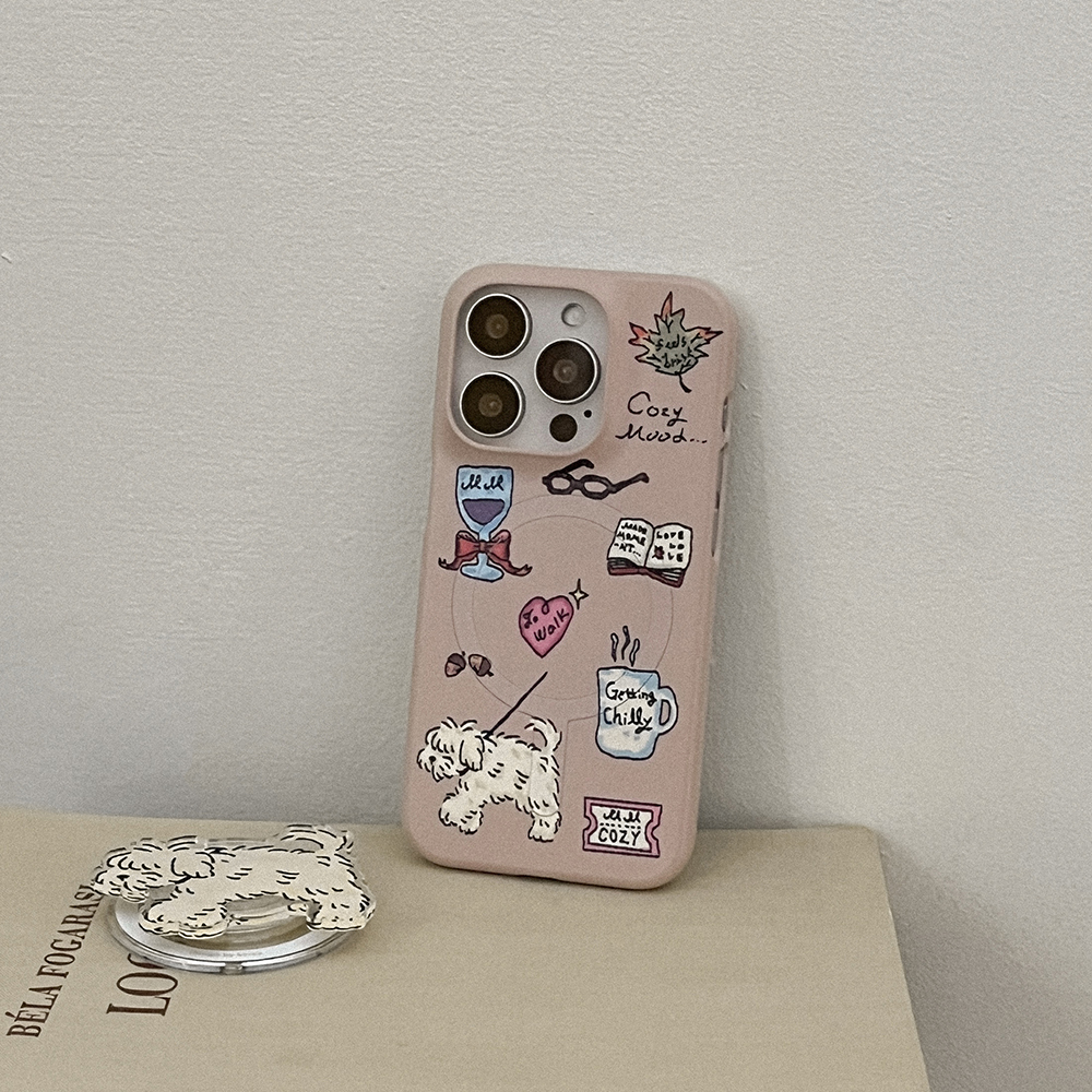 cozy drawing pattern 맥세이프 하드 폰케이스 아이폰 16 프로 - 상세 이미지 2