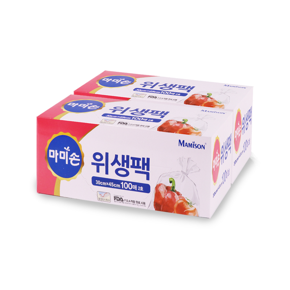 마미손 위생백 크린백 일회용비닐 봉투 봉지 위생팩 30x45 100매 2개 - 상품 이미지