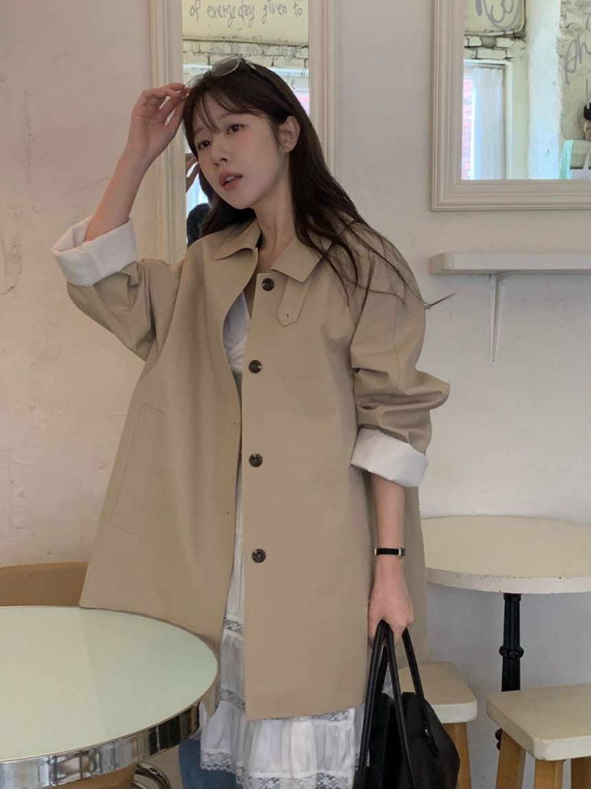 [🤍봄아우터] 베르가못 25 하프 트렌치 카라 래글런 싱글 코트 3color 상세 이미지 6