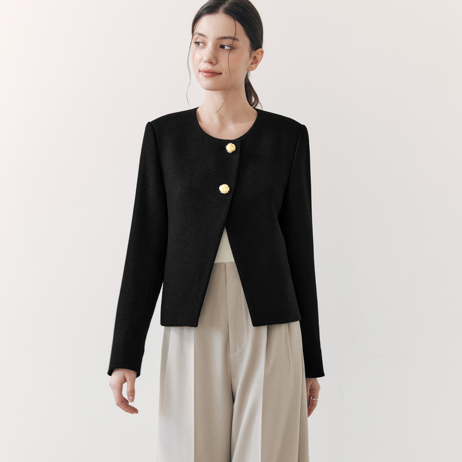 [제로스트릿] 슬릿 트위드 자켓 SLIT TWEED JACKET / BLACK