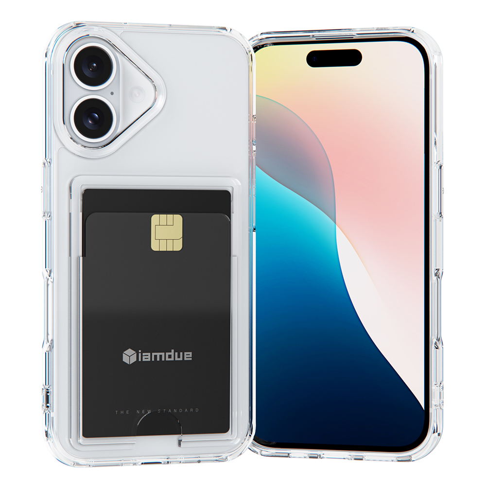 아이엠듀 변색방지 카드수납 케이스 2장 투명, 아이폰16 플러스