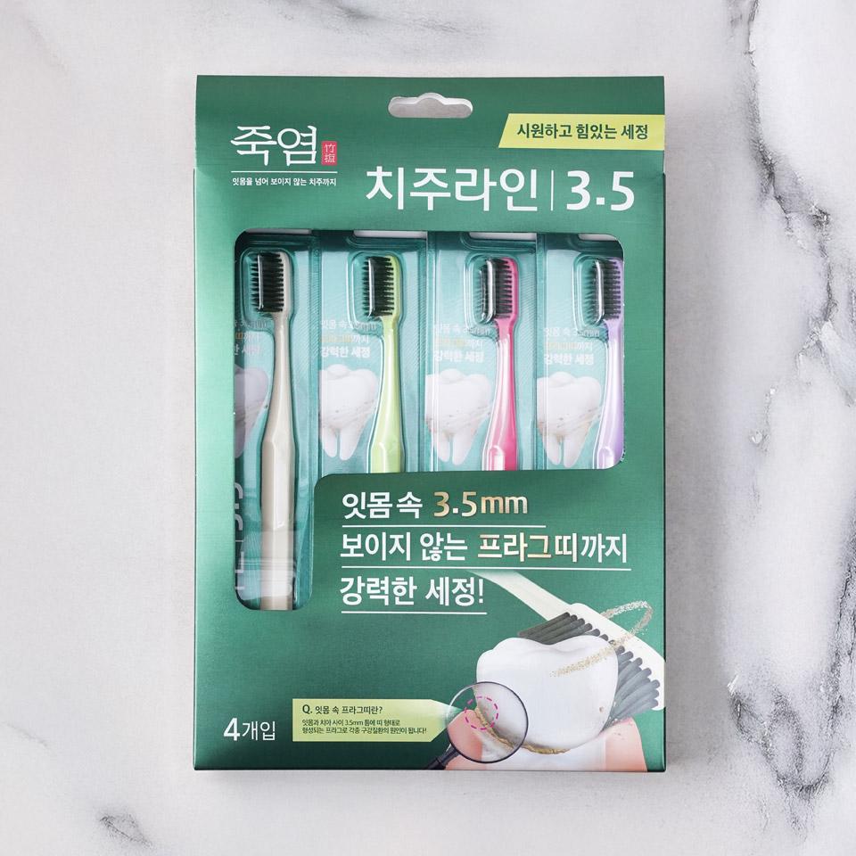 메가마트 죽염 치주라인 3.5 칫솔 시원한 4입 4입 - 상품 이미지