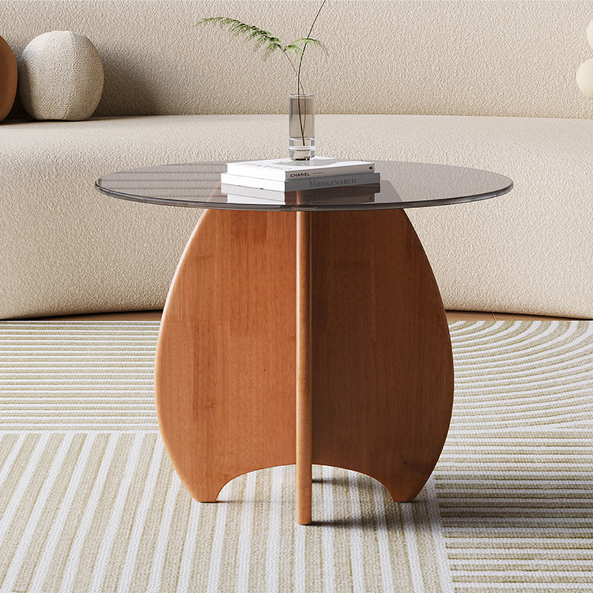 퓨처라 글래스 원목 거실 커피 티 테이블