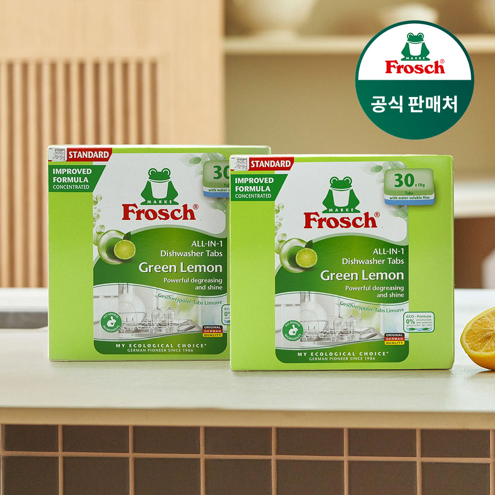 프로쉬 친환경 식기세척기세제 그린레몬 18g 30개입, 2개